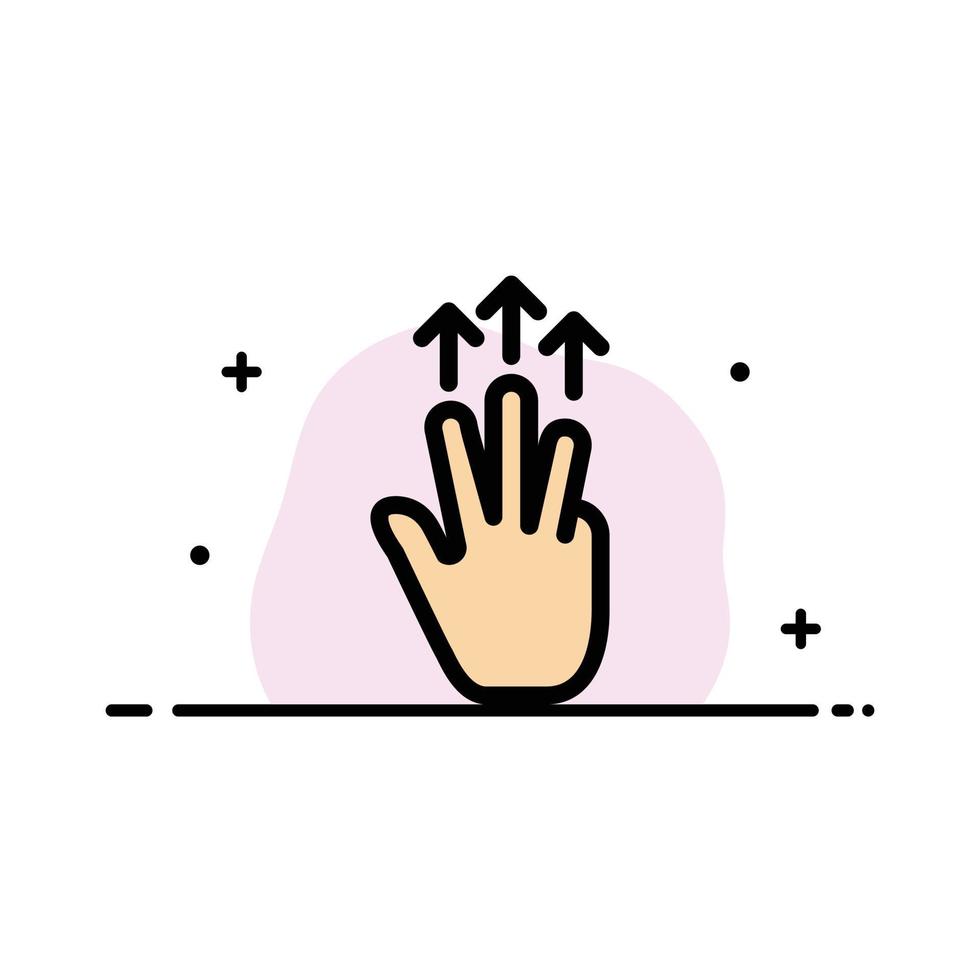 gestos mão móvel toque de três dedos modelo de banner de vetor de ícone cheio de linha plana de negócios