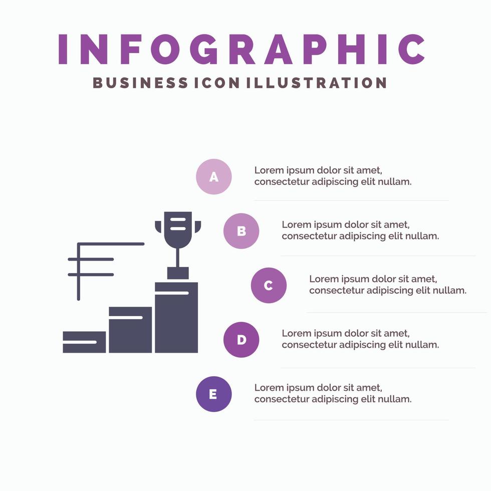 conquistas prêmio troféu troféu copo ícone sólido infográficos 5 passos fundo de apresentação vetor