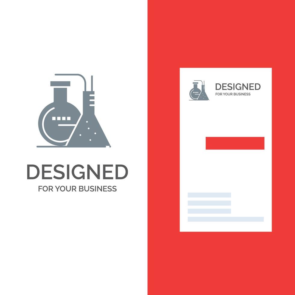 design de logotipo cinza de energia de laboratório de reação química e modelo de cartão de visita vetor