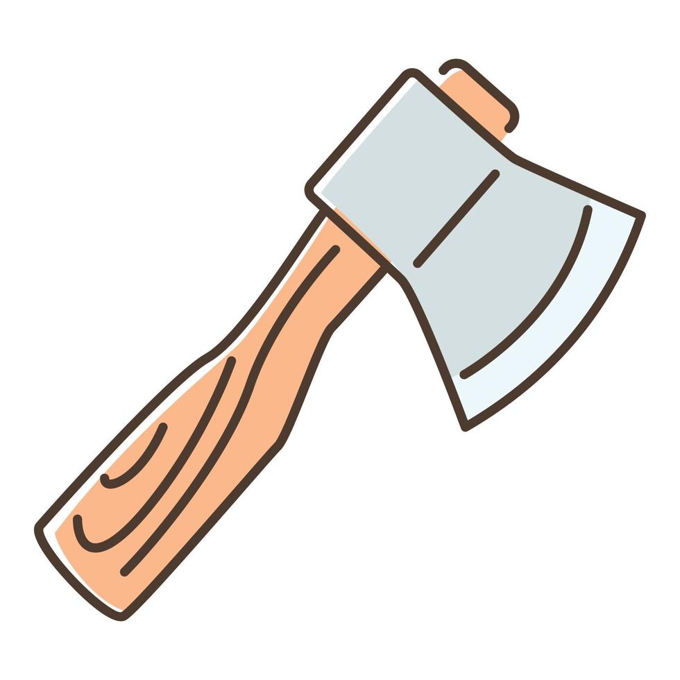 machado com ícone de cabo de madeira, estilo simples vetor