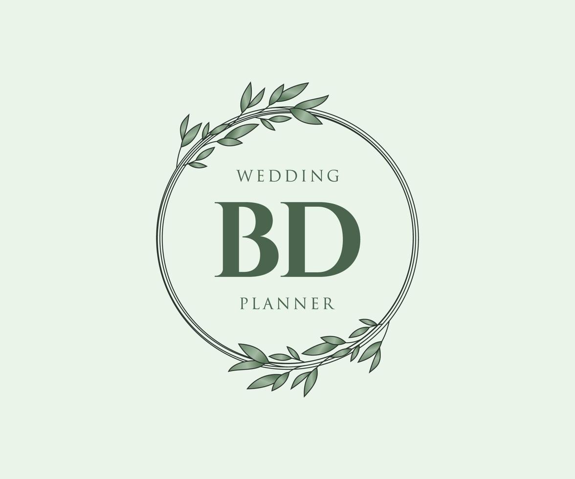 bd letras iniciais coleção de logotipos de monograma de casamento, modelos minimalistas e florais modernos desenhados à mão para cartões de convite, salve a data, identidade elegante para restaurante, boutique, café em vetor