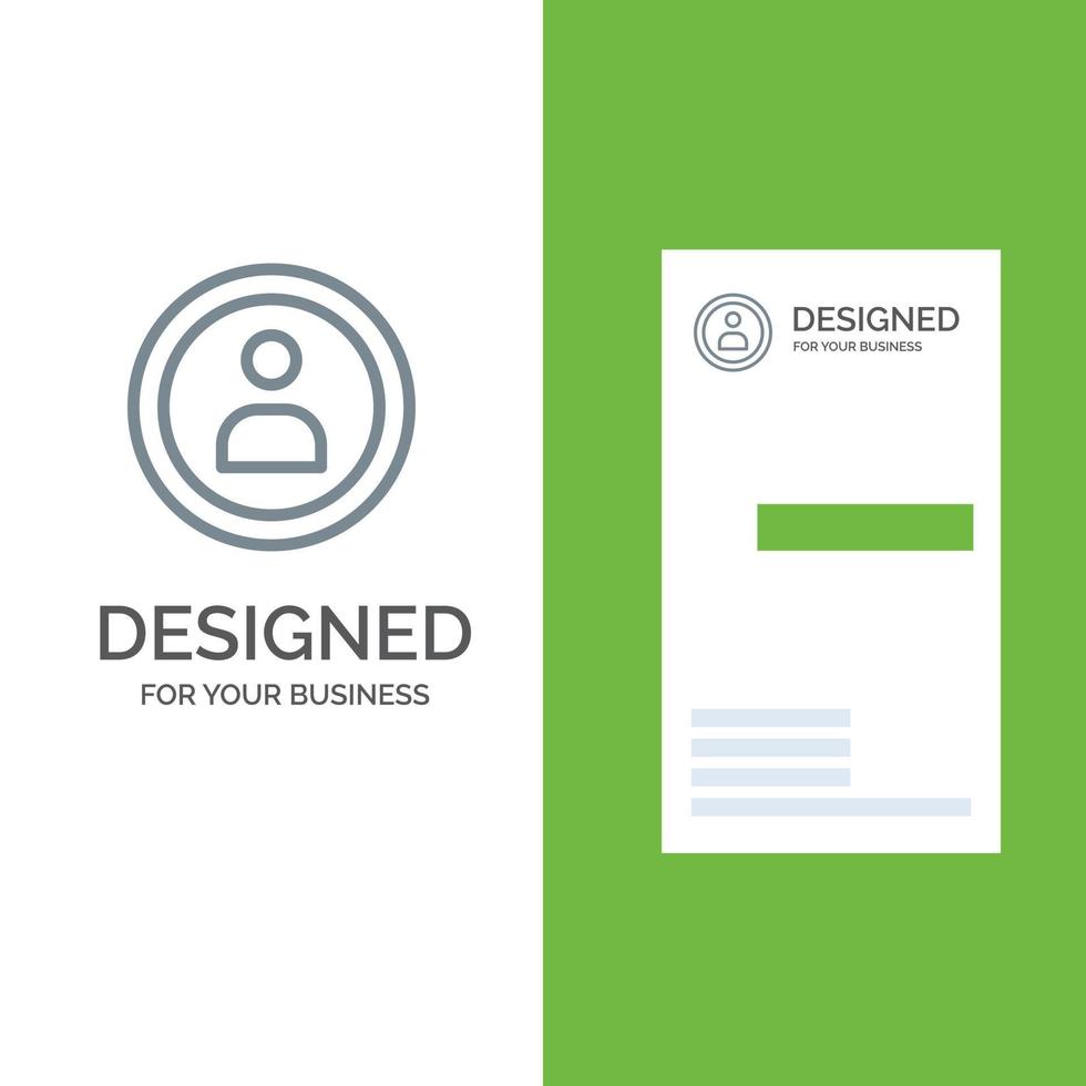 design de logotipo cinza de usuário de navegação de interface e modelo de cartão de visita vetor