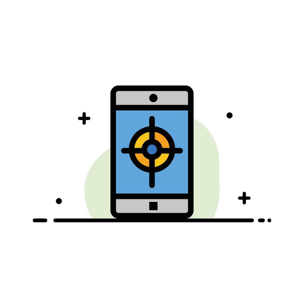 modelo de banner de vetor de ícone cheio de linha plana de alvo de aplicativo móvel de aplicativo móvel