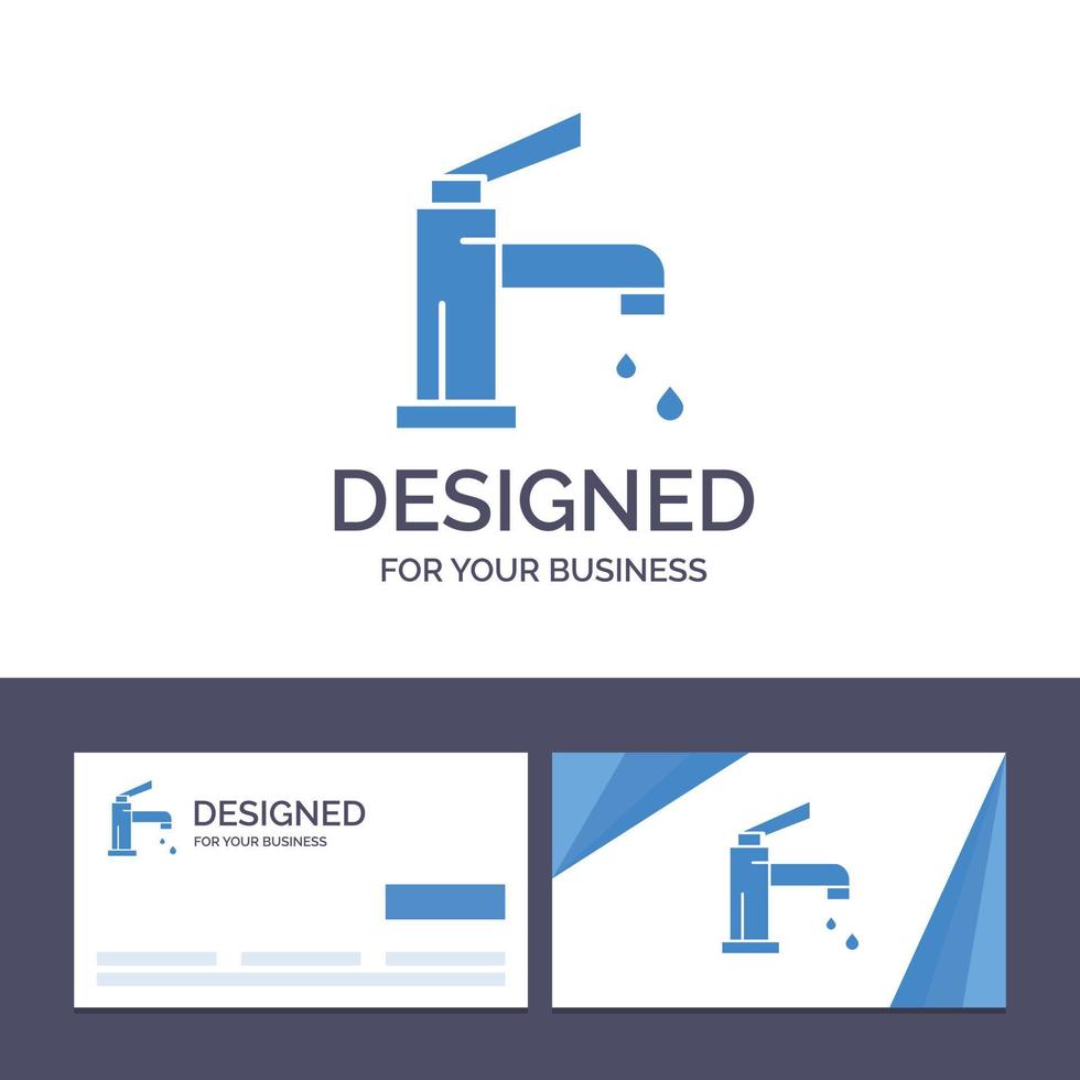 cartão de visita criativo e modelo de logotipo banho banheiro limpeza torneira chuveiro ilustração vetorial vetor