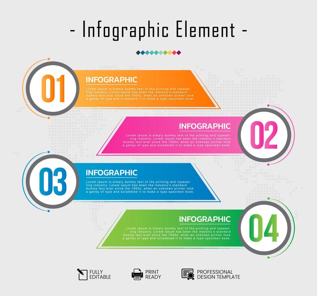 ilustração vetorial do modelo de guias de infográficos de negócios para apresentação, educação, web design, banners, brochuras, panfletos vetor