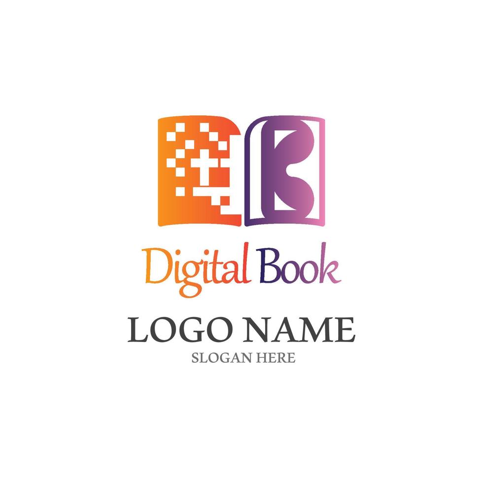 vetor de tecnologia de ícone de logotipo de livro digital