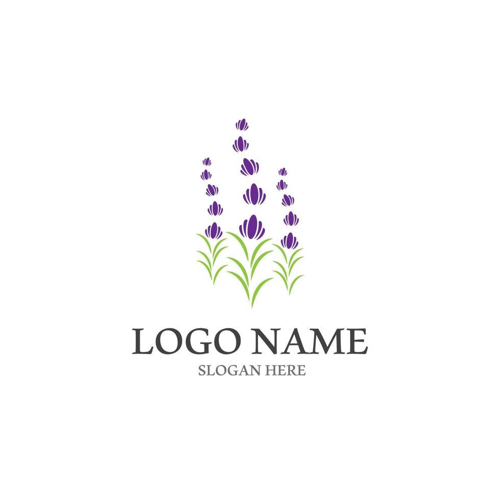 vetor de logotipo de ícone de flor de lavanda fresca