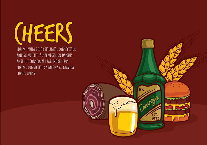 Cerveja e comida de bar dos desenhos animados Vector grátis