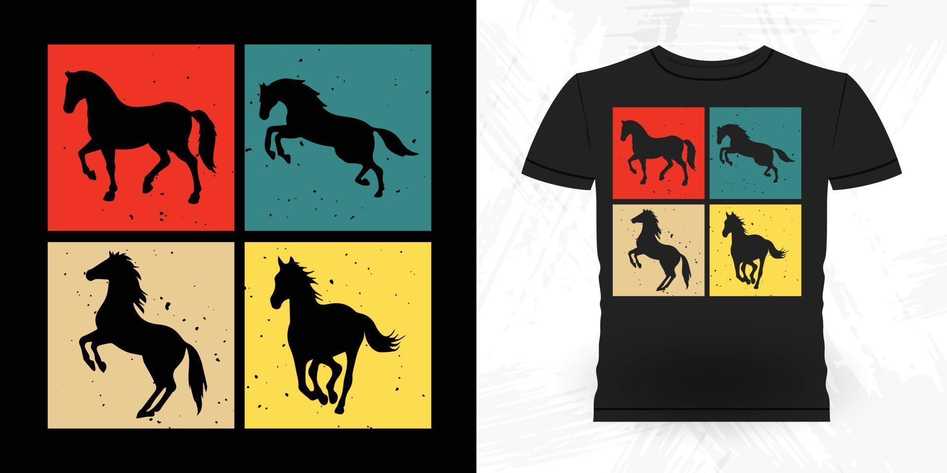 design de camiseta de cavalo vintage retrô engraçado cavalo de equitação vetor