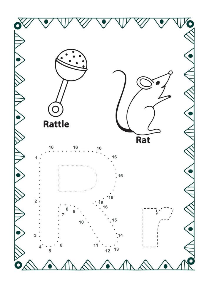 alfabeto fazer para pontilhar e página para colorir para crianças e bebês vetor