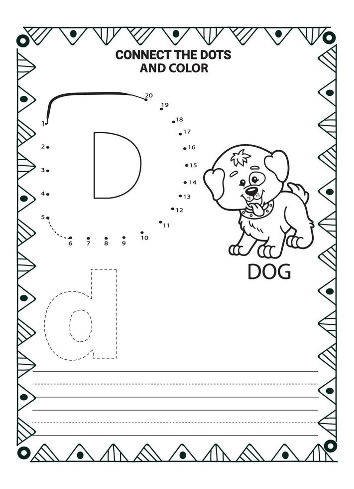 alfabeto fazer para pontilhar e página para colorir para crianças e bebês vetor