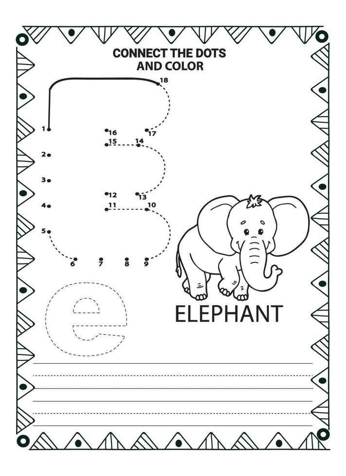 alfabeto fazer para pontilhar e página para colorir para crianças e bebês vetor