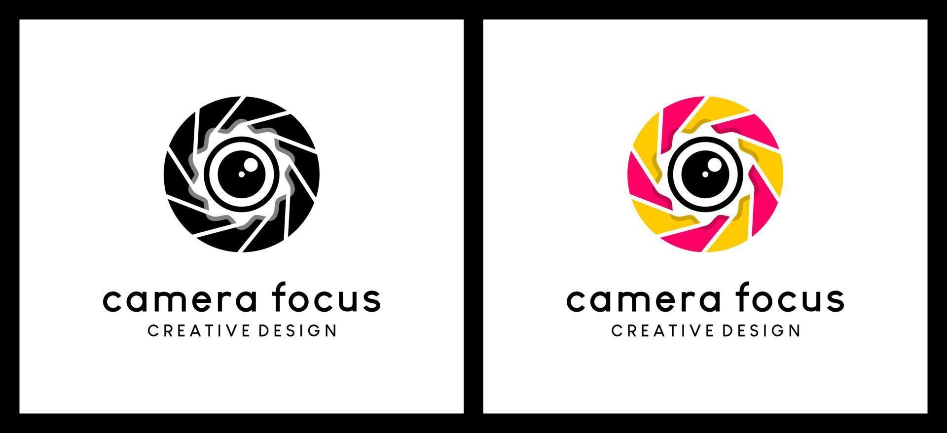 design de logotipo de ícone de lente de câmera, fotografia e ilustração vetorial de logotipo de estúdio vetor