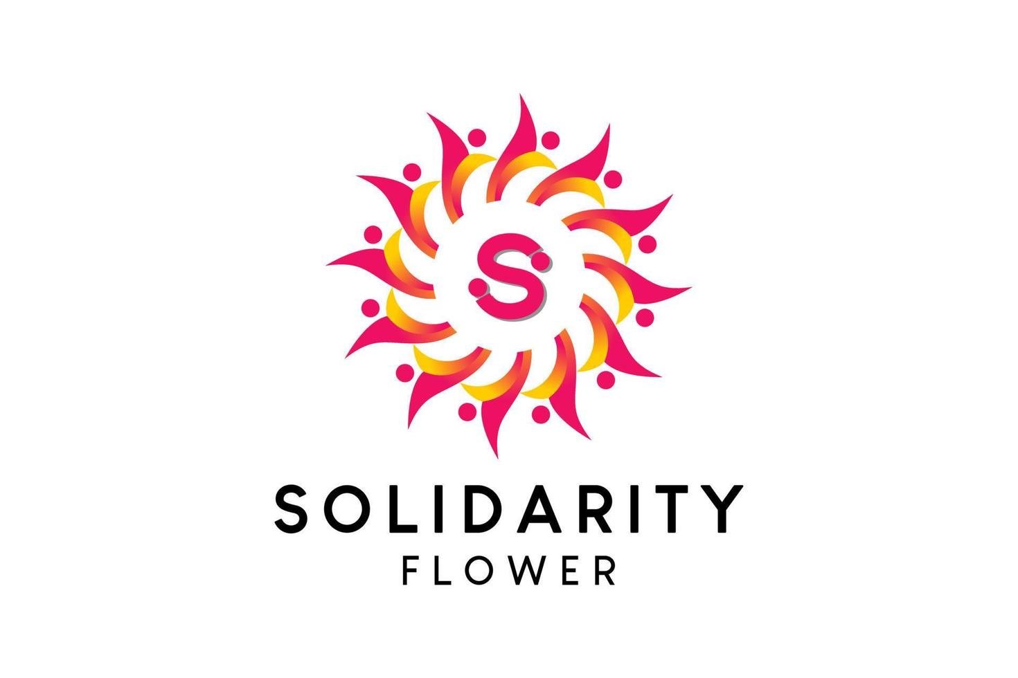 design de logotipo poderoso de caridade ou solidariedade com conceito de flor vetor