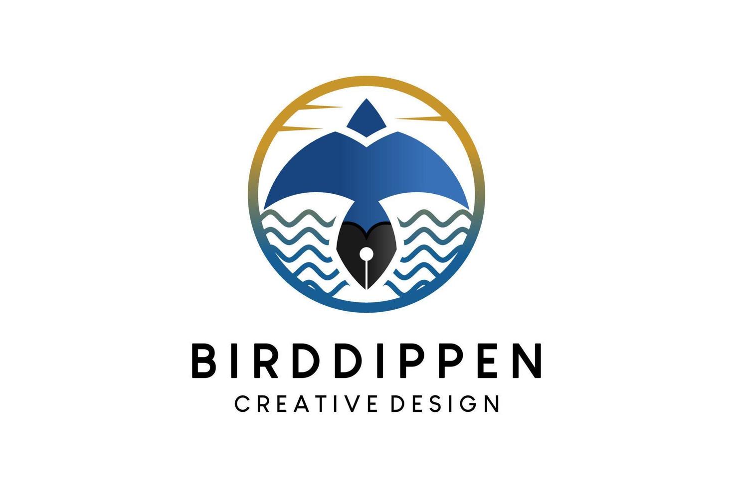 design de logotipo de ícone de caneta de mergulho combinado com uma águia em um conceito criativo vetor