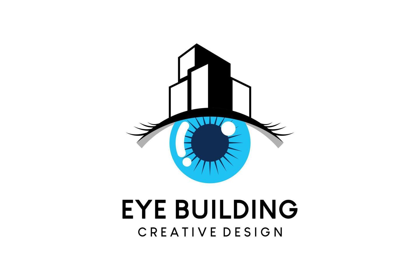 design de logotipo de construção de cuidados com os olhos ou ilustração vetorial de logotipo de construção de cuidados com os olhos vetor