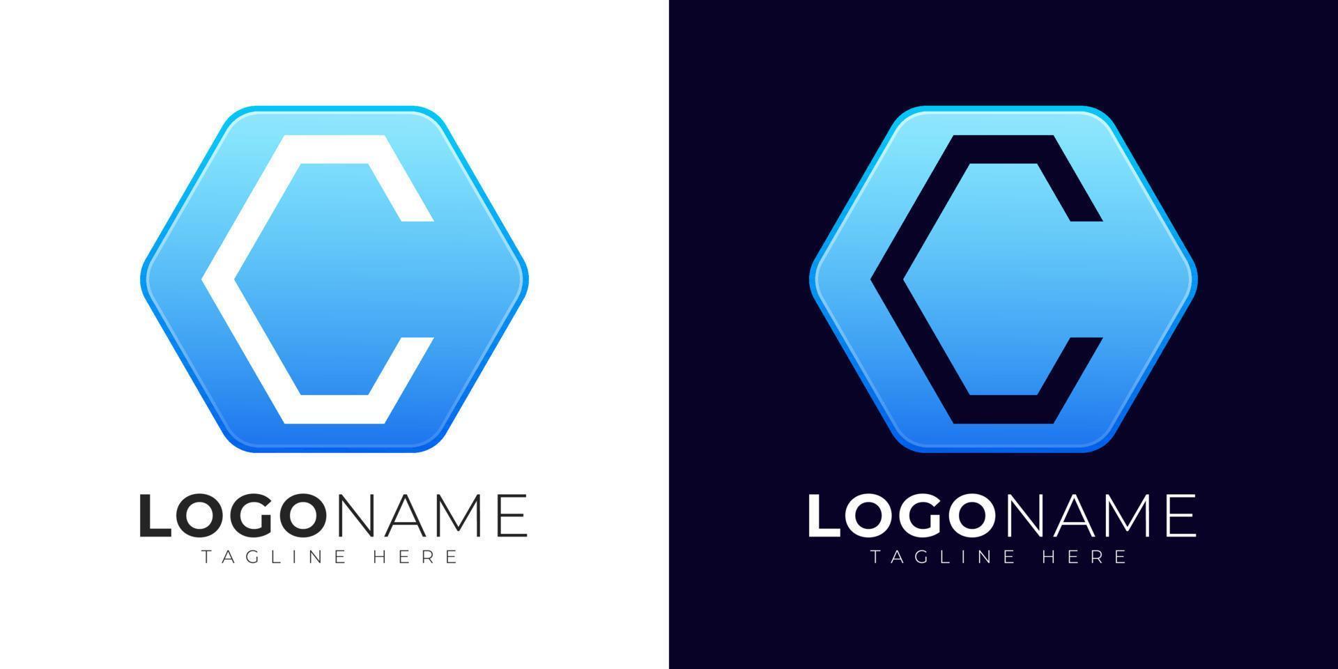 modelo de design de vetor de logotipo de letra inicial c. ícone moderno do logotipo da letra c com forma de geometria colorida.