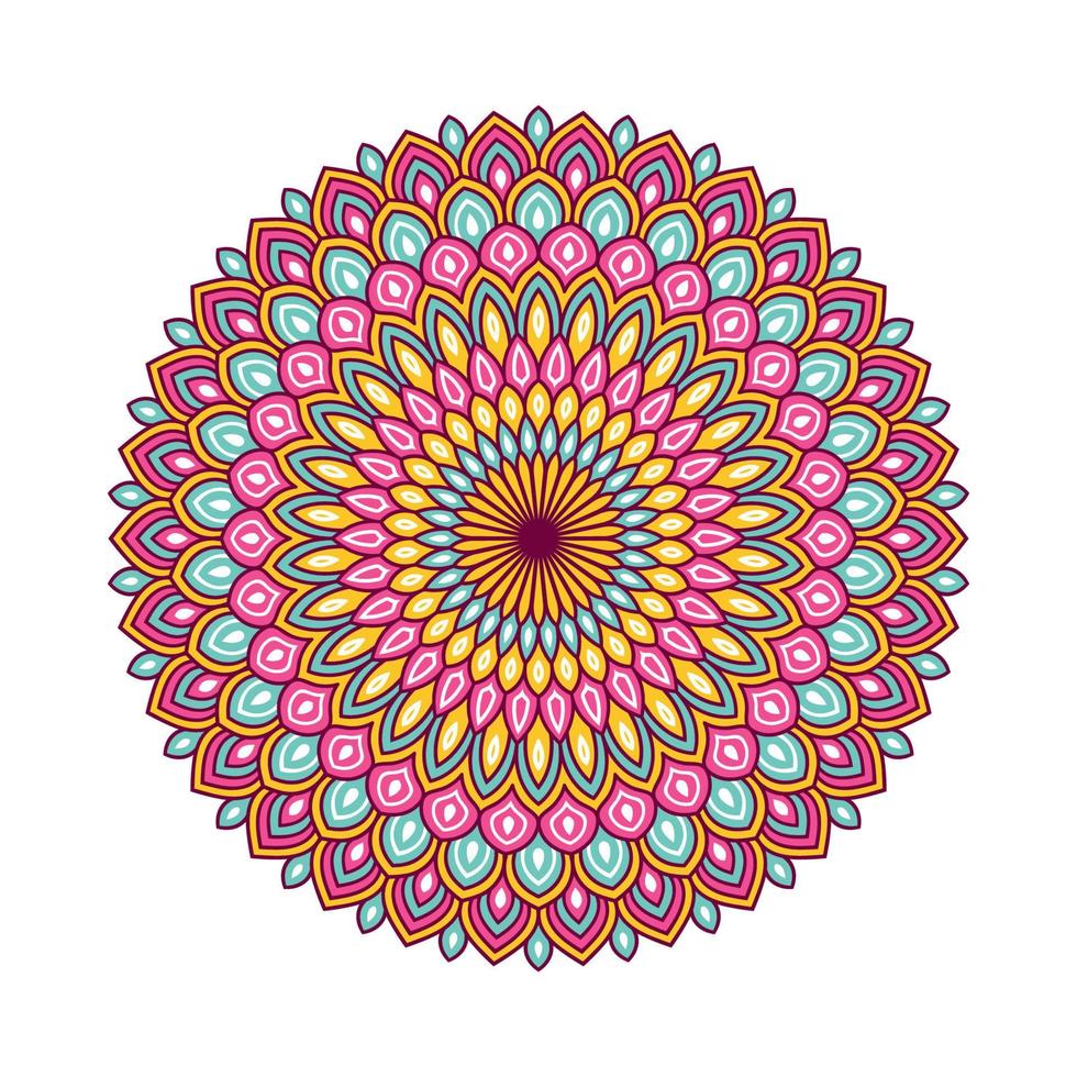 mandala colorida com ornamento floral vetor