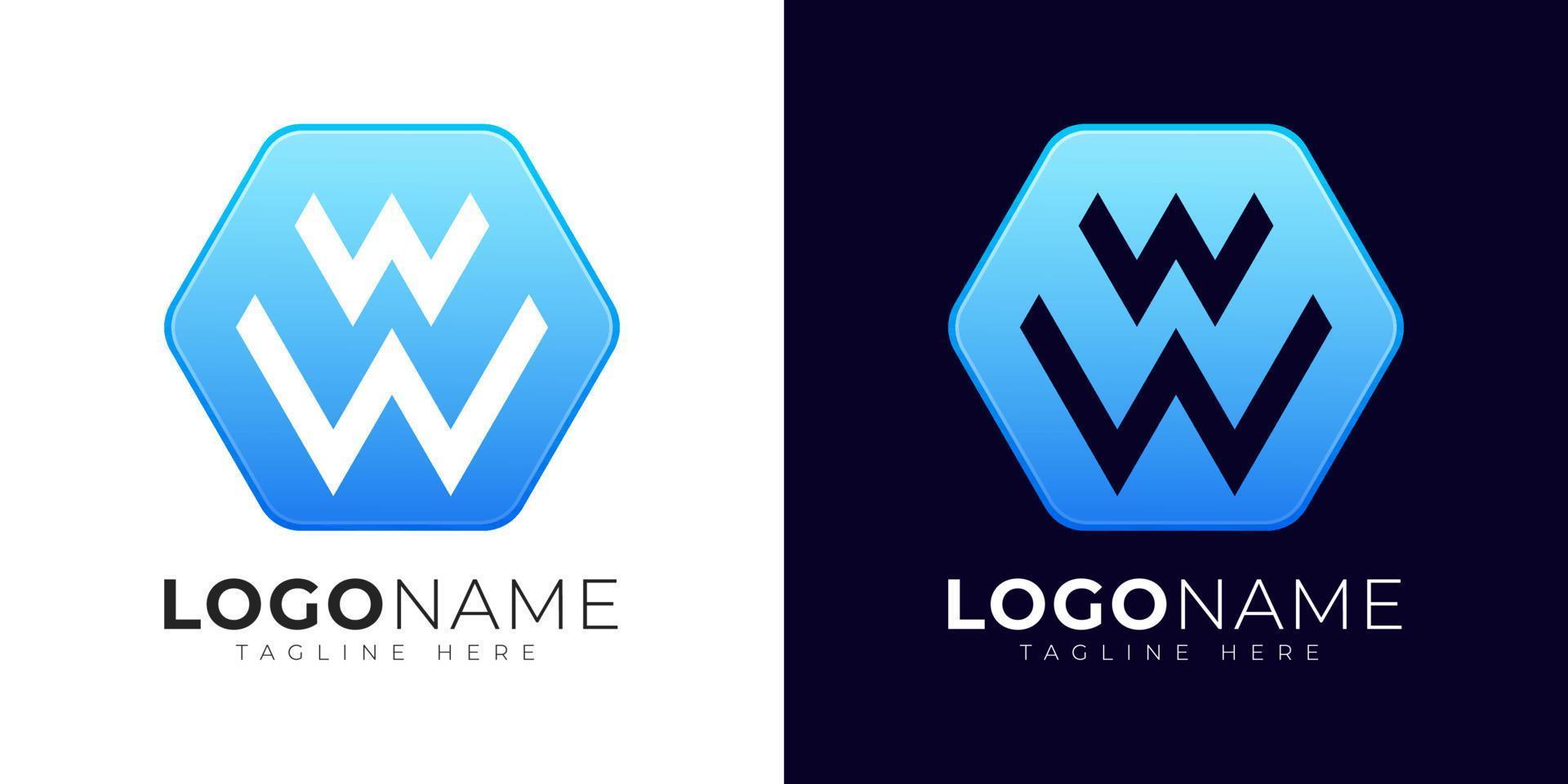 modelo de design de vetor de logotipo de letra w. ícone moderno do logotipo da letra w com forma de geometria colorida.