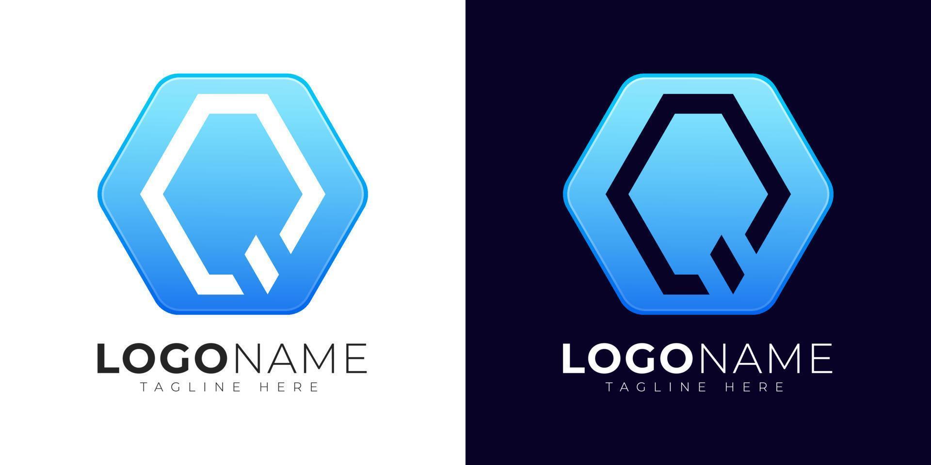 modelo de design de vetor de logotipo letra q. ícone moderno do logotipo da letra q com forma de geometria colorida.