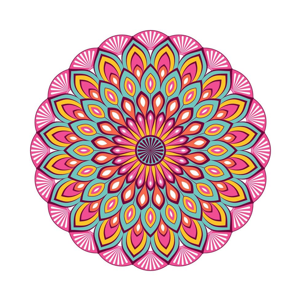 mandala colorida com ornamento floral vetor