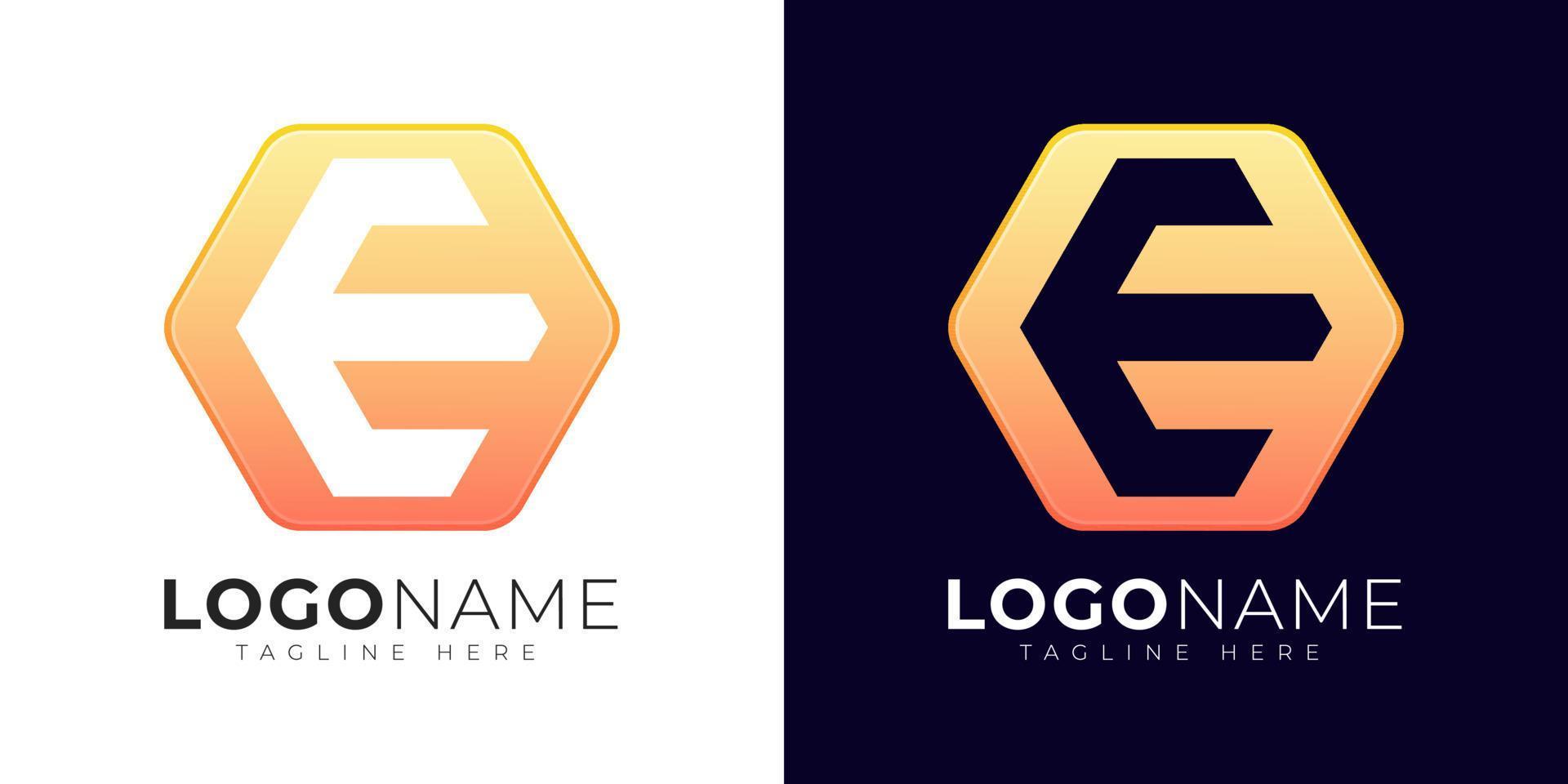 modelo de design de vetor de logotipo de letra inicial e. ícone moderno da letra e logotipo com forma de geometria colorida.