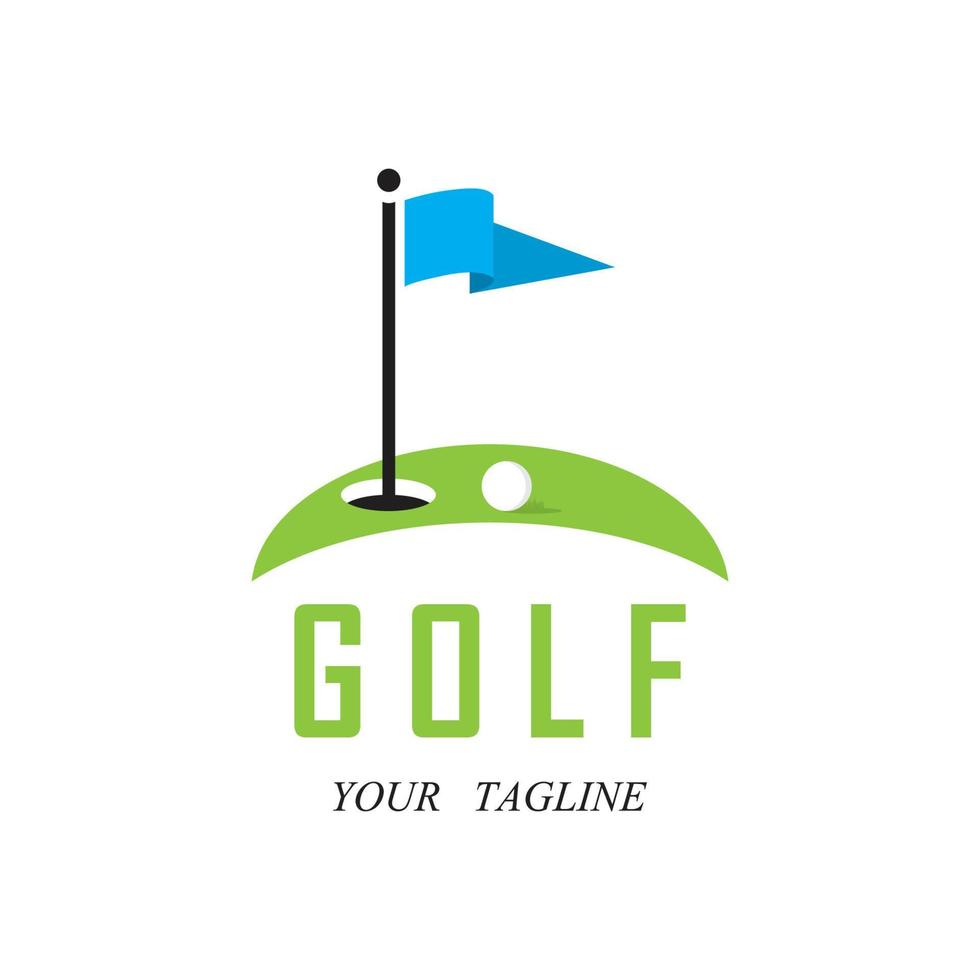 logotipo de golfe e vetor com modelo de slogan