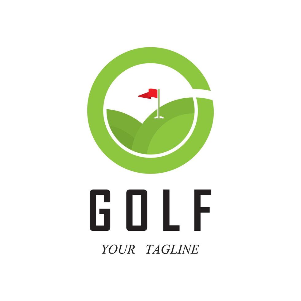 logotipo de golfe e vetor com modelo de slogan