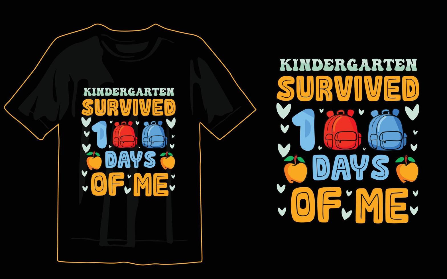 100 dias de impressão de design de camiseta escolar vetor