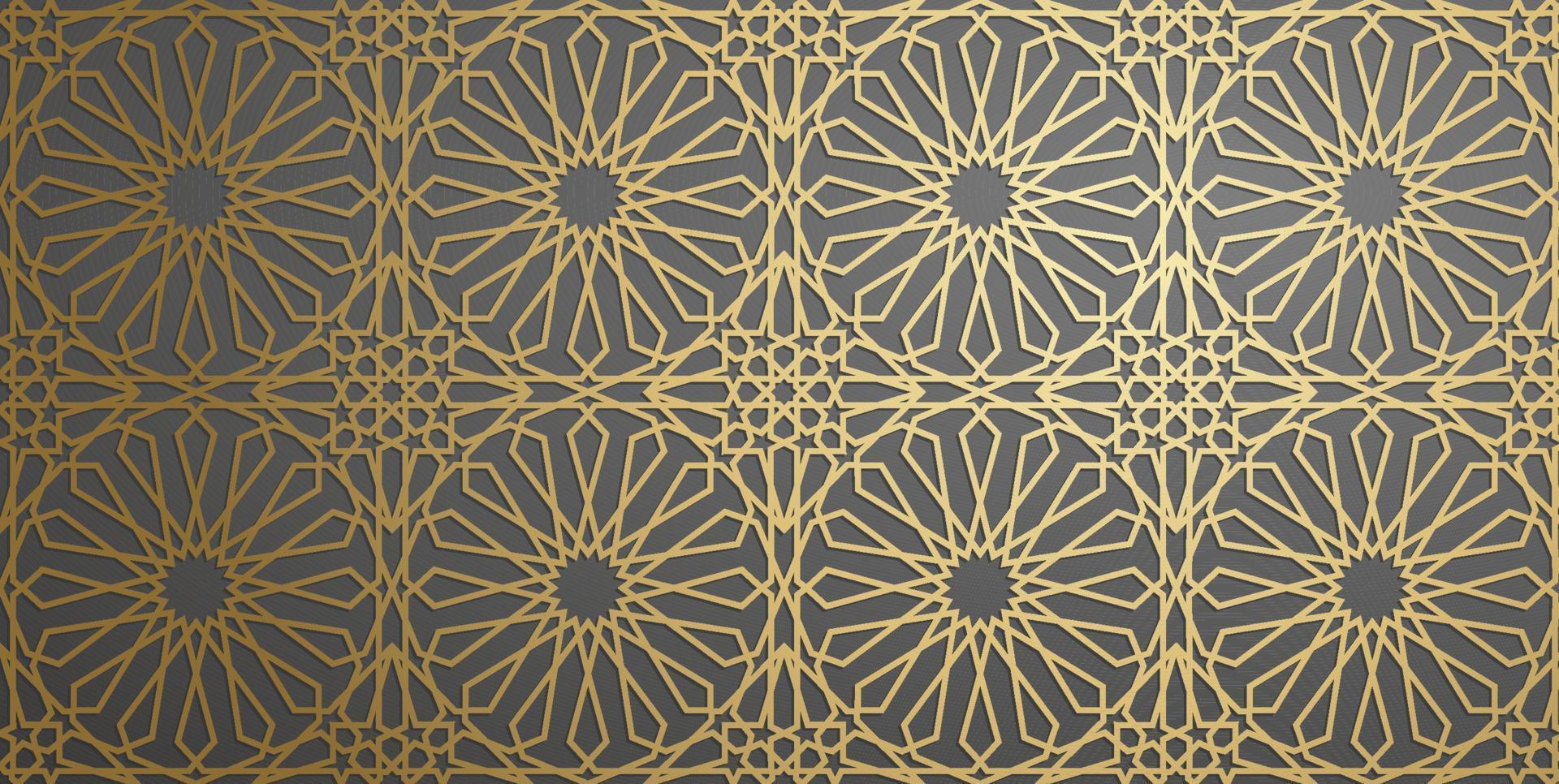 vetor de ornamento islâmico, motivo persa. Elementos de padrão redondo islâmico do ramadã 3d. vetor de símbolo árabe ornamental circular geométrica. fundo dourado