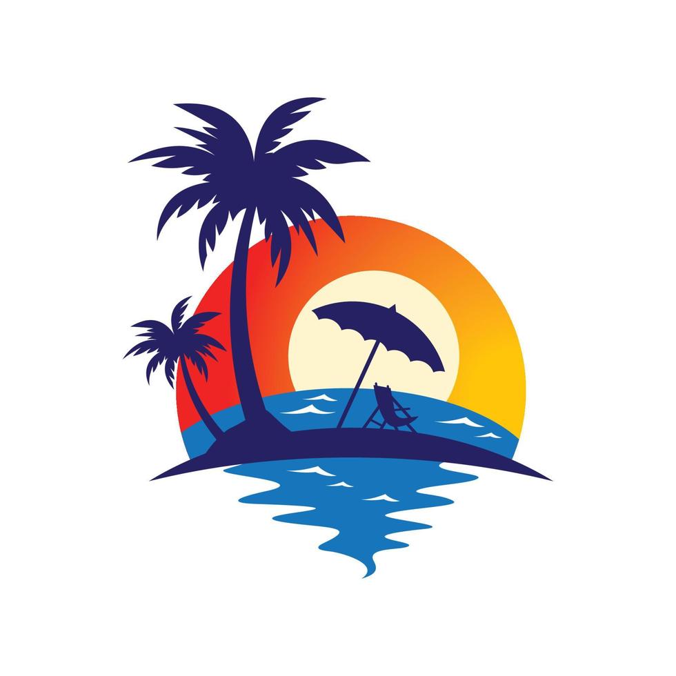 imagens do logotipo da praia do pôr do sol vetor