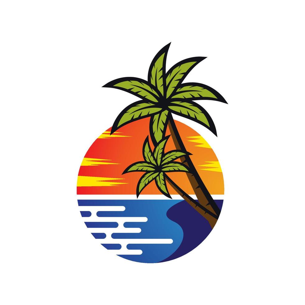 imagens do logotipo da praia do pôr do sol vetor