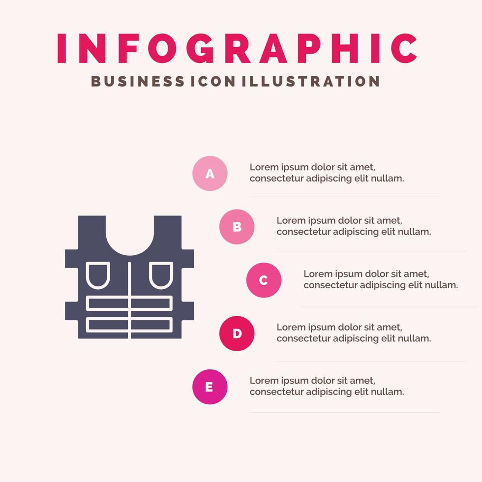 modelo de apresentação de infográficos de segurança de vida de jaqueta apresentação de 5 etapas vetor