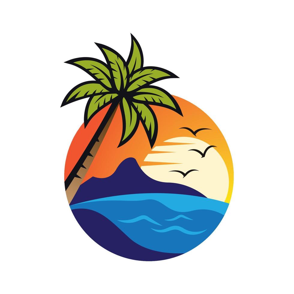 imagens do logotipo da praia do pôr do sol vetor