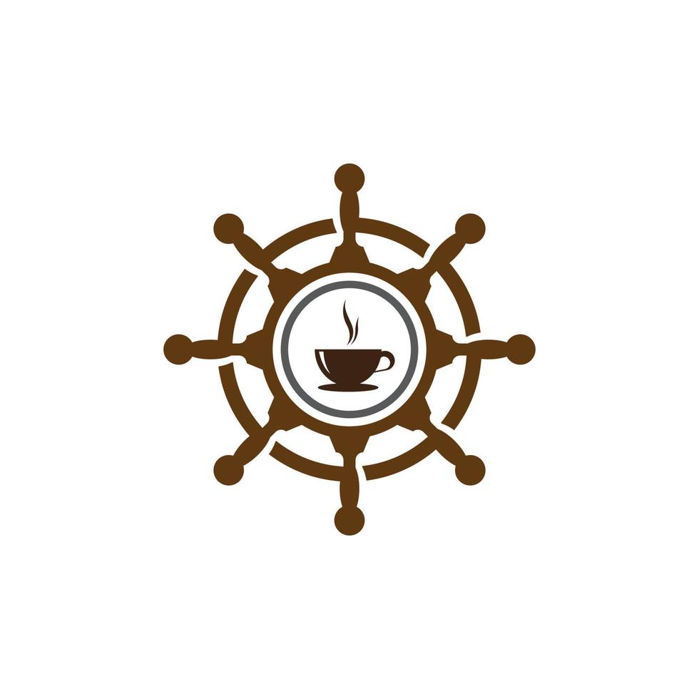 xícara de café com logotipo de navio de direção vetor