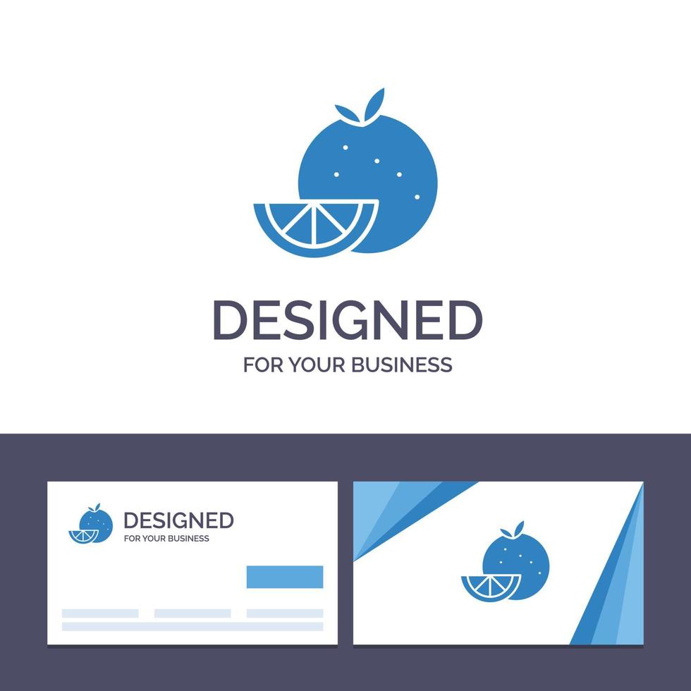 cartão de visita criativo e modelo de logotipo ilustração em vetor madrigal de frutas de comida laranja