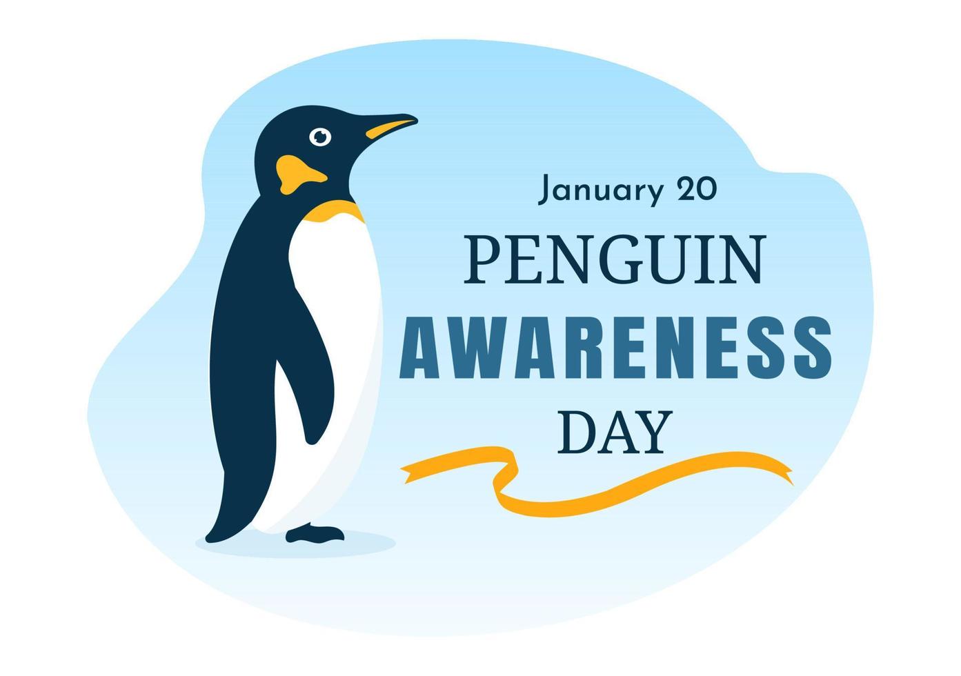 feliz dia da conscientização do pinguim em 20 de janeiro para manter a população de pinguins e o habitat natural na ilustração de modelos desenhados à mão de desenhos animados planos vetor