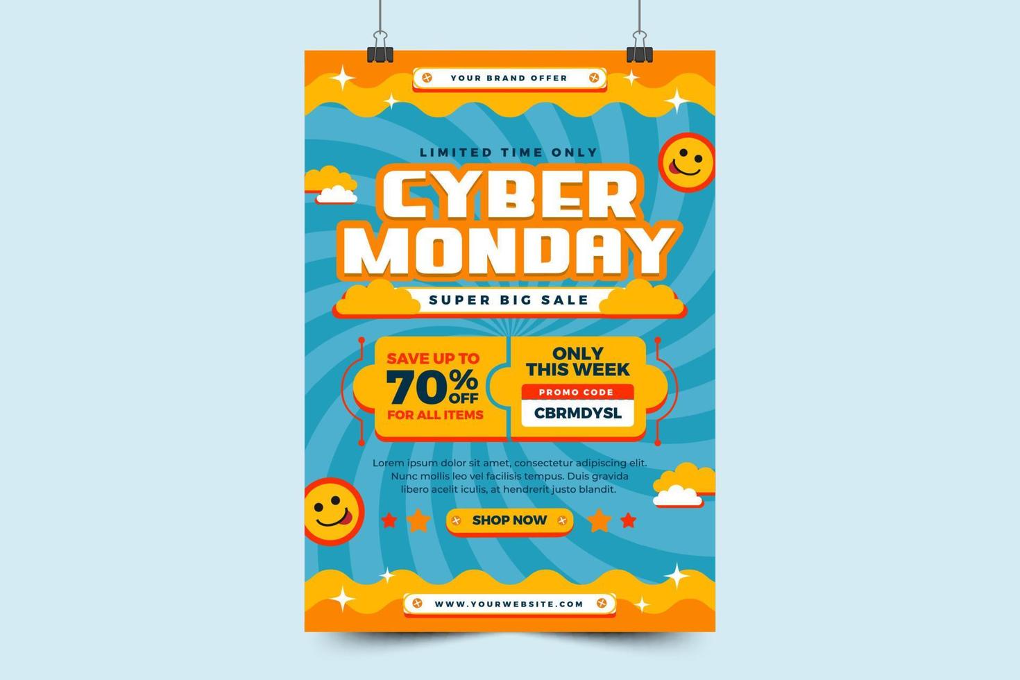 o modelo de pôster ou folheto da cyber monday é fácil de personalizar vetor