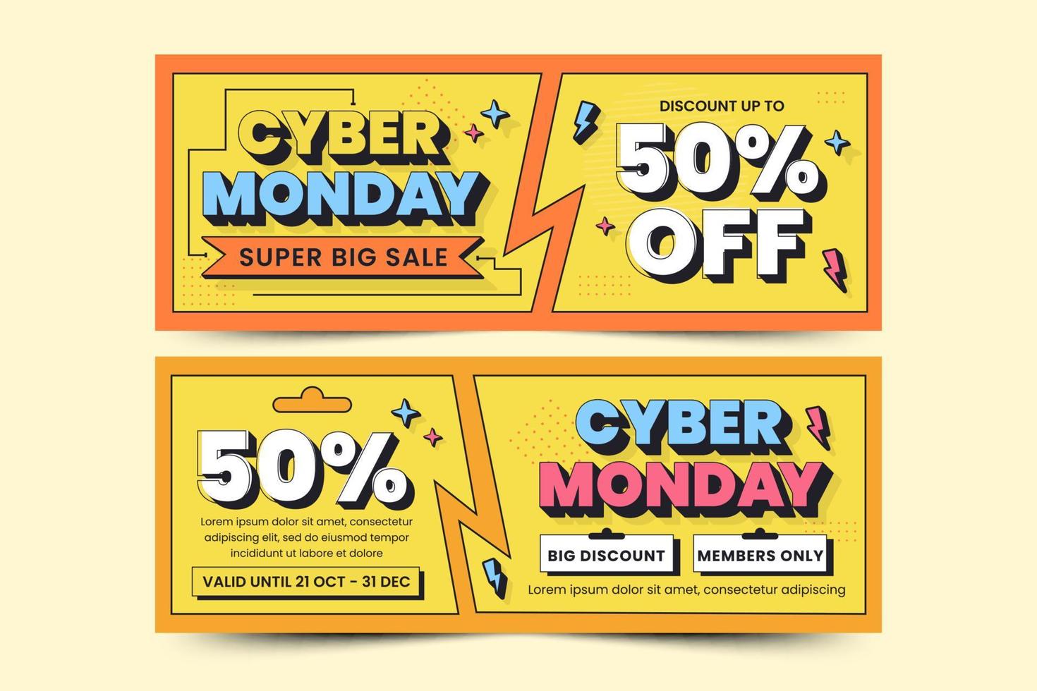 o modelo de design de banner de capa da cyber monday é fácil de personalizar vetor