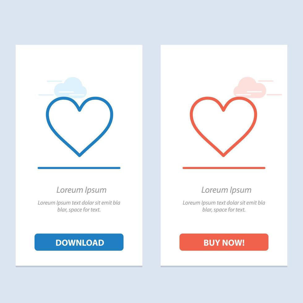 coração amor como twitter azul e vermelho baixe e compre agora modelo de cartão de widget da web vetor