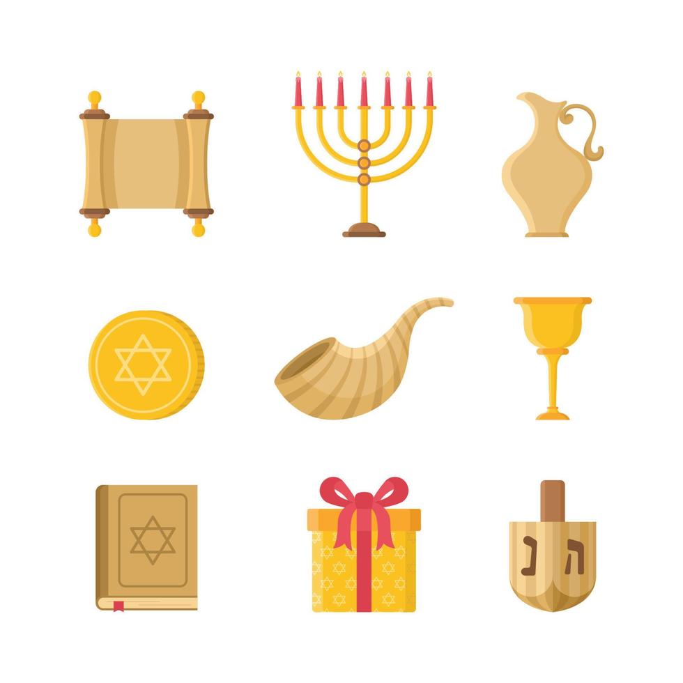 conjunto de ícones de eventos de hanukkah vetor