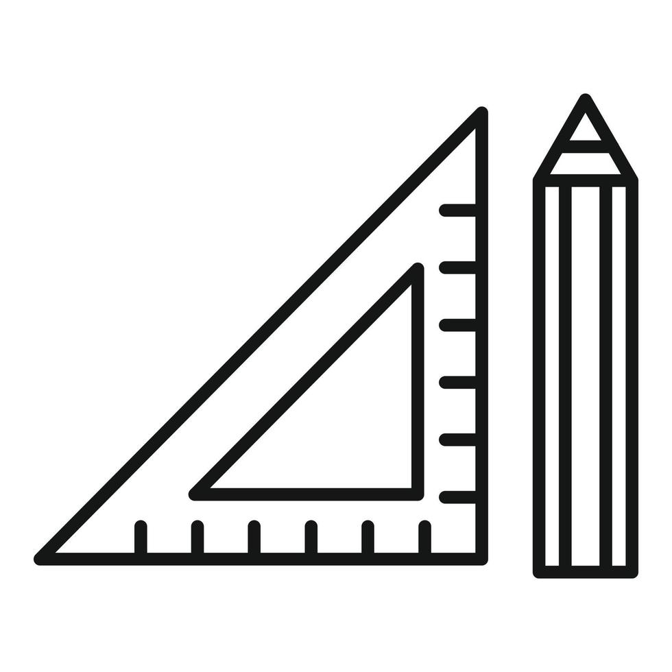 ícone de caneta régua de engenheiro, estilo de estrutura de tópicos vetor
