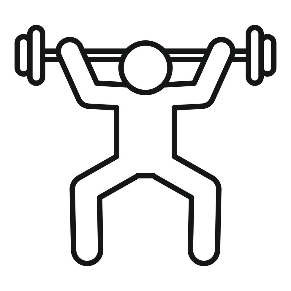 ícone de treinamento de barra de ginástica, estilo de estrutura de tópicos vetor