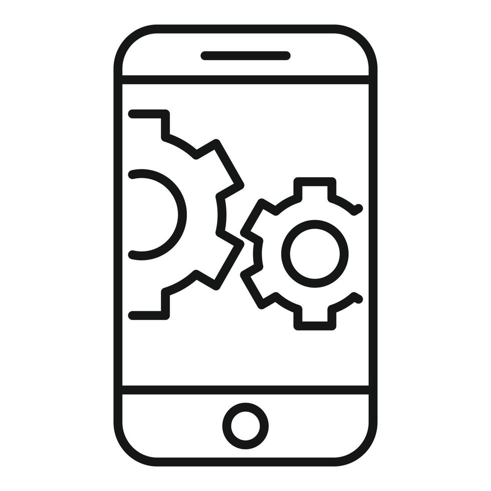 ícone do smartphone de serviço, estilo de estrutura de tópicos vetor