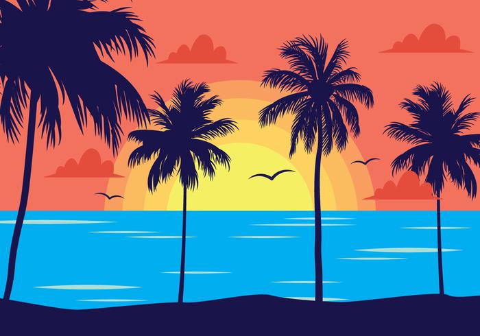 Paisagem Tropical Sunset vetor