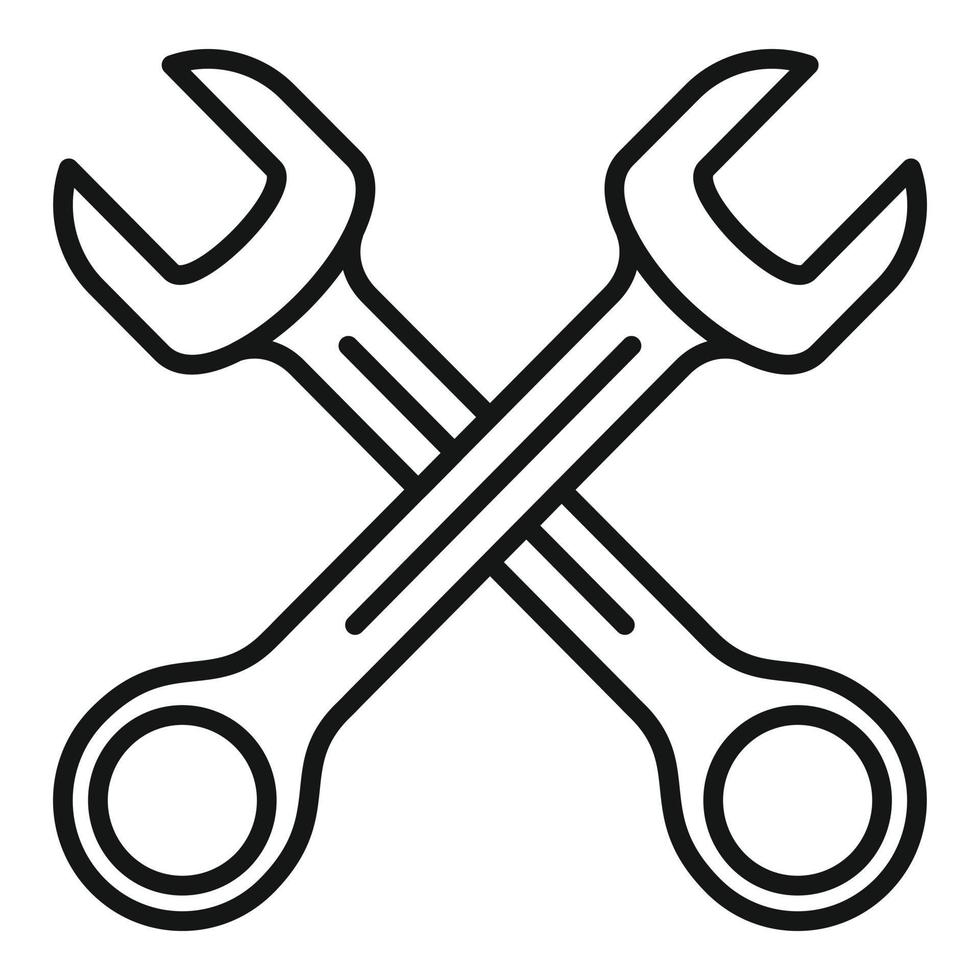 ícone de chaves de montagem de pneus, estilo de estrutura de tópicos vetor