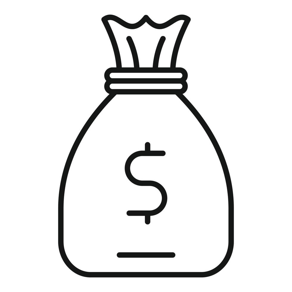 vetor de contorno de ícone de prêmio de saco de dinheiro. saco de dinheiro