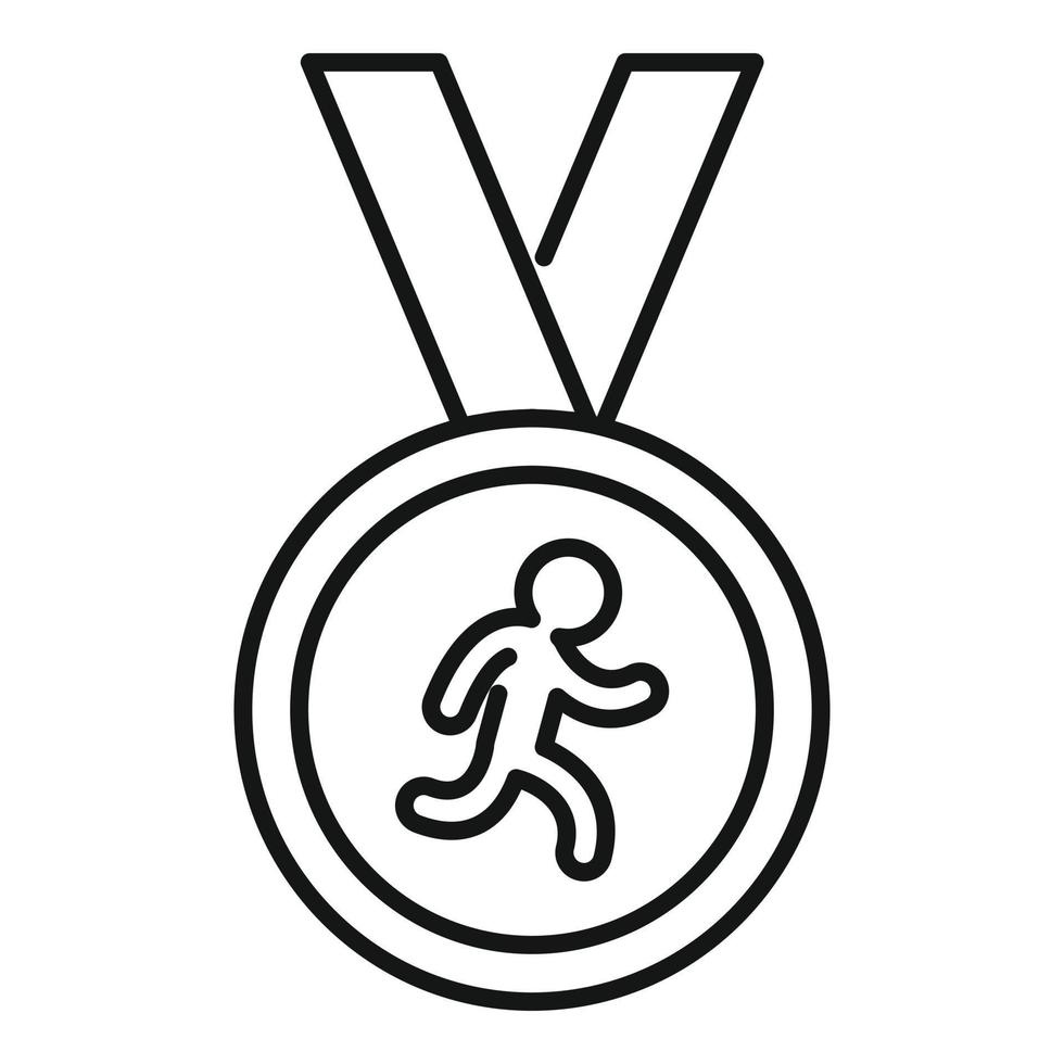 ícone de medalha de ouro em execução, estilo de estrutura de tópicos vetor