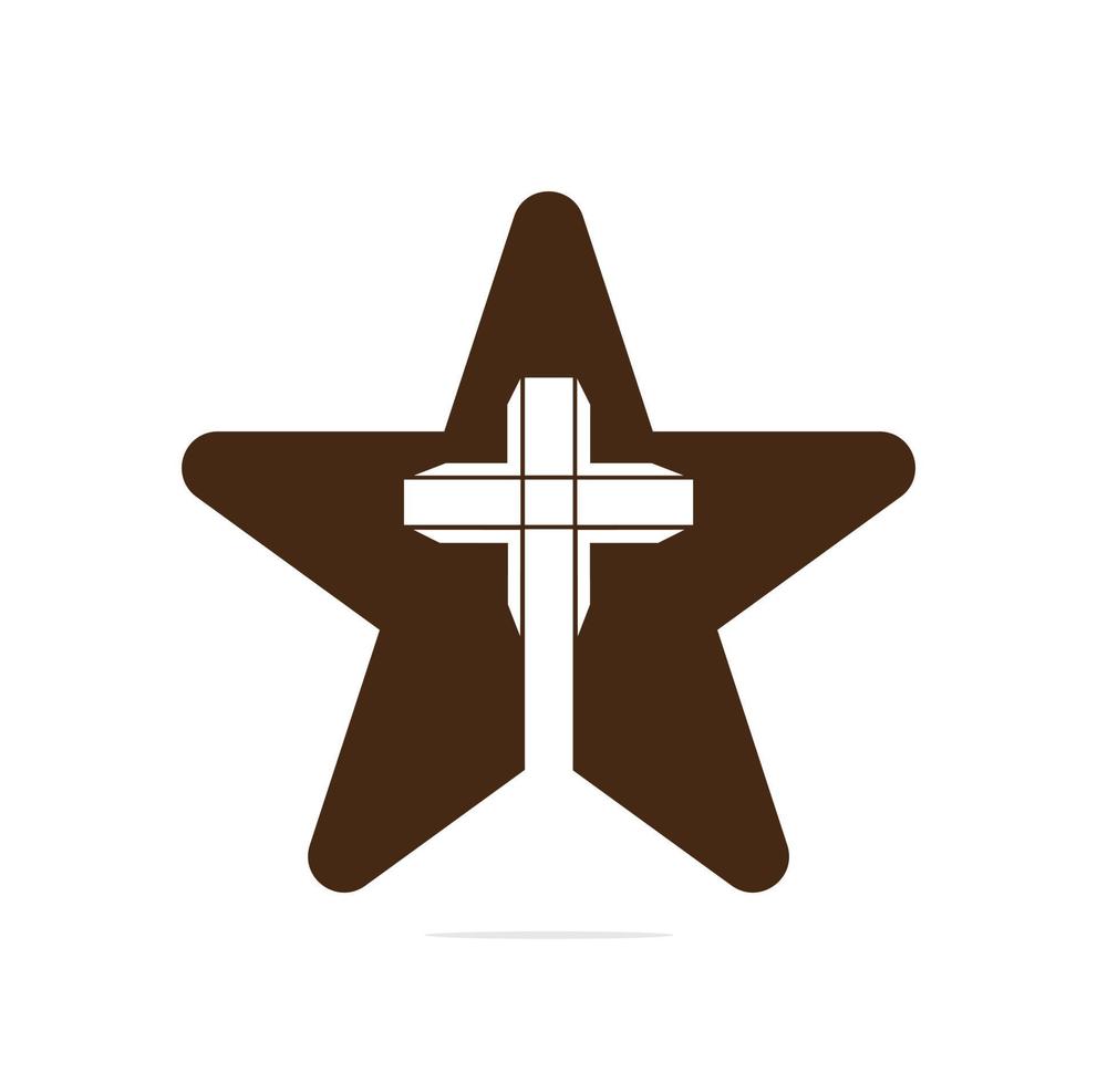 design de logotipo em forma de estrela de igreja de pessoas. logotipo modelo para igrejas e organizações cristãs cruzadas vetor