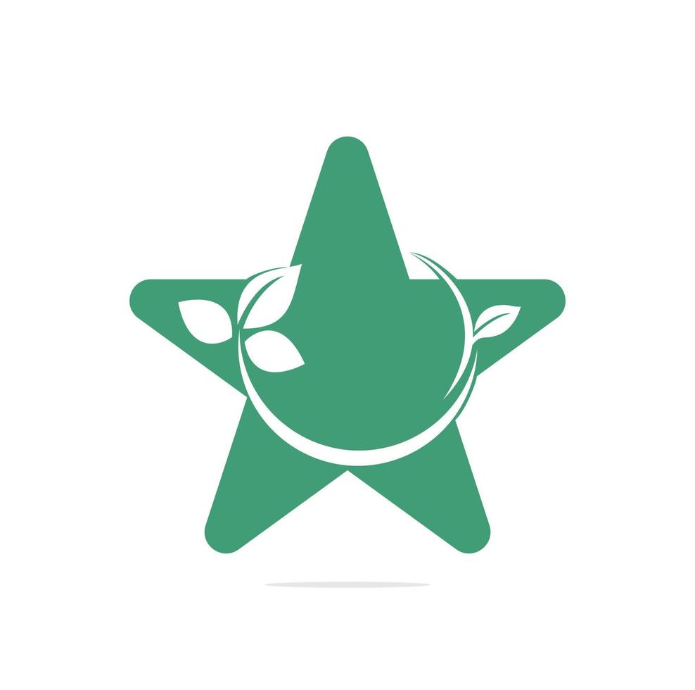 design de logotipo de estrela de folha verde. ícone de conceito de logotipo orgânico natural eco. vetor